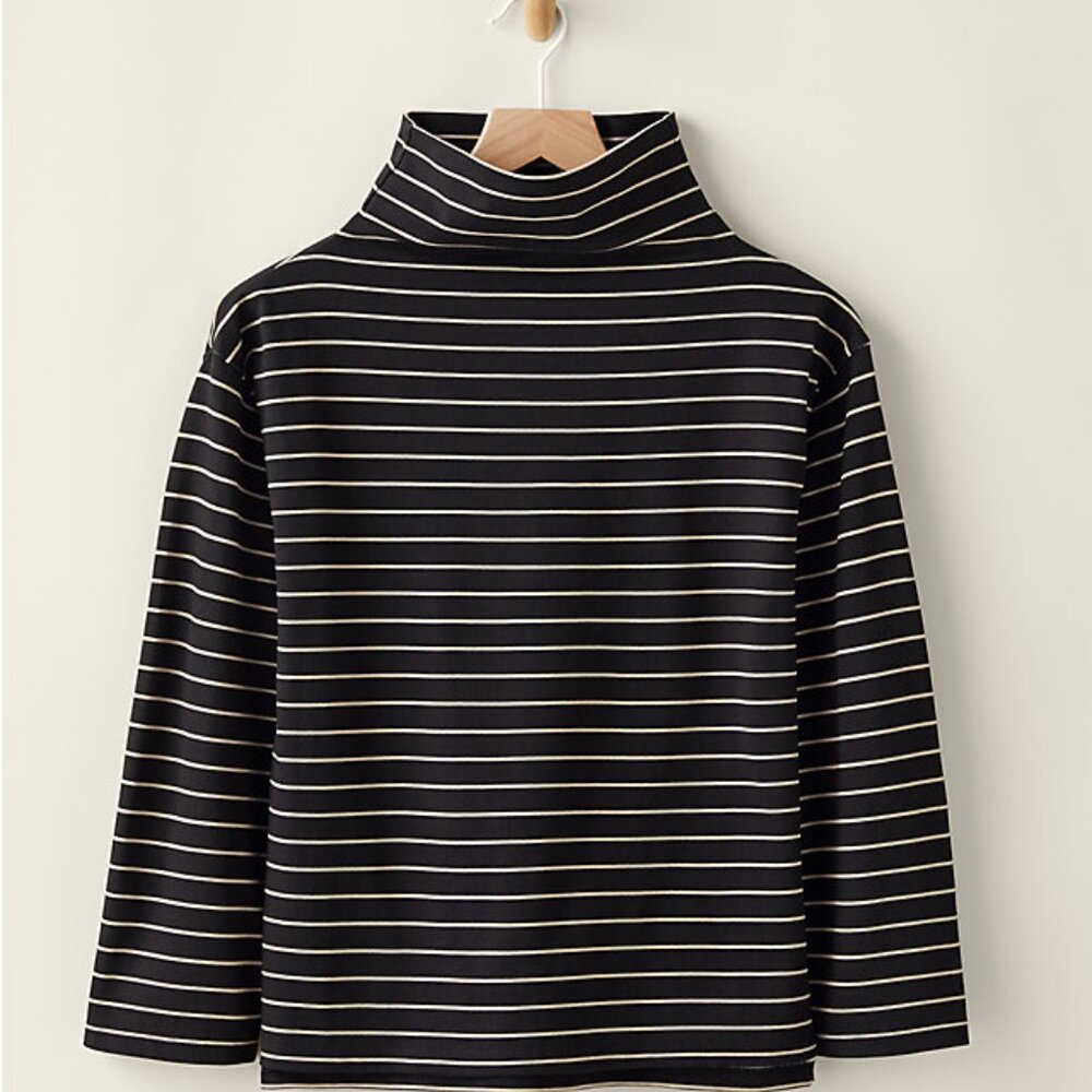 Garnet Hill - Vintage Knit Turtleneck - Black and White